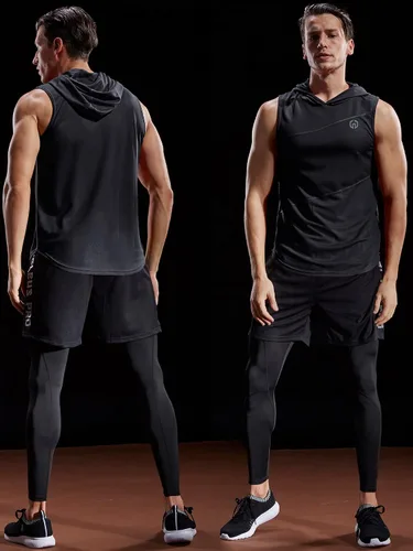 Vista 6 de NELEUS Dry Fit Workout Athletic Muscle Tank with Hoods Pack of 3