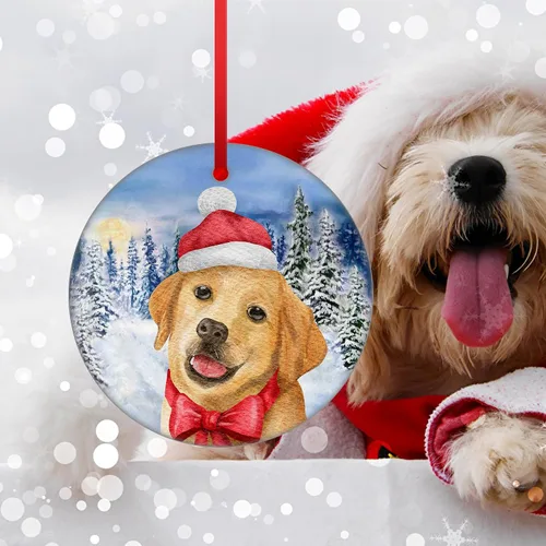 Vista 3 de Labrador Retriever Adorno de Navidad para perro para decoración del árbol de Navidad, copo de nieve, adorno de Navidad de invierno, adorno colgante