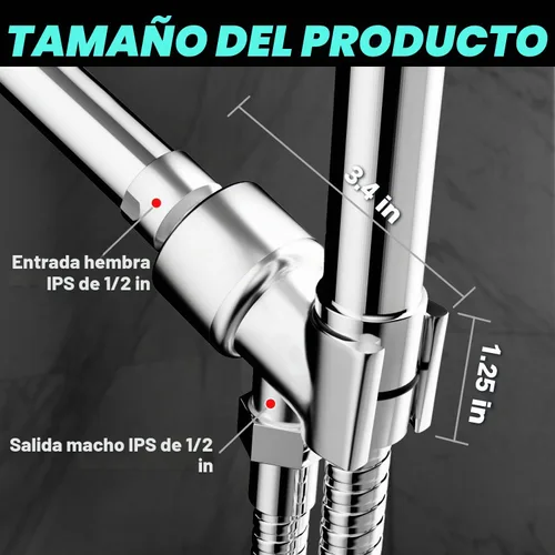 Vista 2 de Soporte de Cabezal de Ducha para Duchas de Mano, Montura de Brazo de Ducha Ajustable con Junta Esférica Giratoria, Soporte Premium de ABS, Conecta