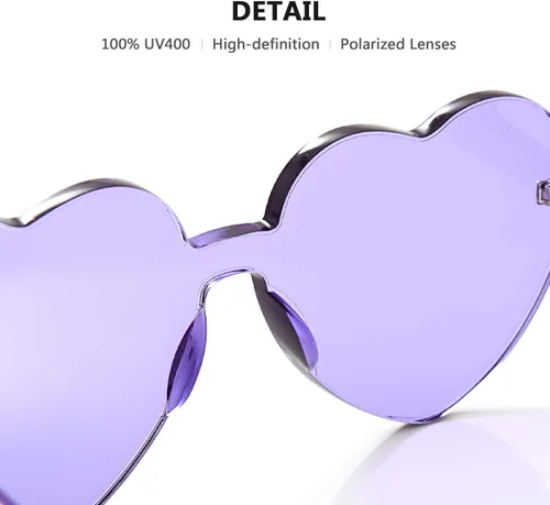 Vista 3 de Gafas de sol OLINOWL en forma de corazón de gran tamaño sin montura de una pieza para mujer