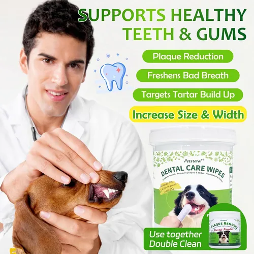 Vista 2 de Petstoral Toallitas de cuidado dental para perros y gatos, 50