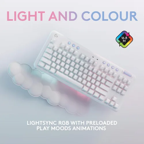 Vista 4 de Logitech G Logitech G715 Teclado mecánico inalámbrico para juegos con LIGHTSYNC RGB, LIGHTSPEED, interruptores táctiles (GX marrón) y reposamanos