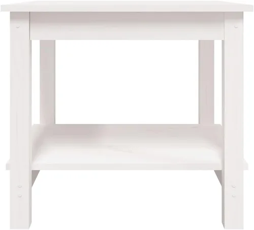 Vista 6 de Mesa de centro blanca de 19.7 x 19.7 x 17.7 pulgadas de madera maciza de pino para sala de estar, mesa de centro para sala, mesa de centro