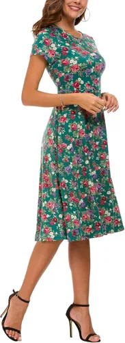 Vista 4 de Urban CoCo Vestido de manga corta, acampanado con estampado floral para mujer