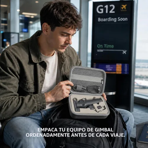 Vista 7 de Comecase Osmo Mobile 8/7P - Funda compatible con DJI OM 8/OM 7 Pro/7 Gimbal Stabilizer, bolsa de viaje con bolsillo de malla y acolchado de esponja