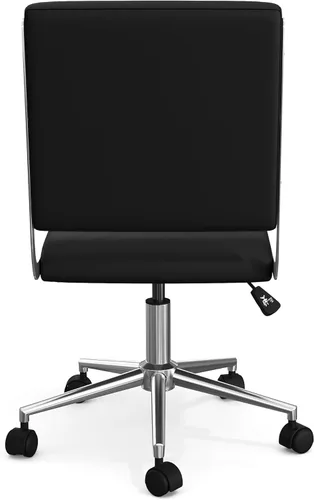 Vista 10 de Martha Stewart Lulu - Silla giratoria con asiento ajustable en altura para oficina en casa en piel sintética negra con marco de níquel pulido