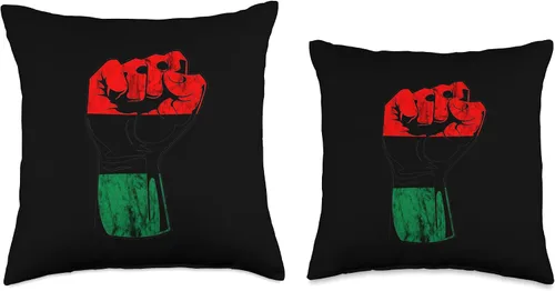 Vista 3 de Pan African Pride Black History Handfist Black History Juneteenth - Almohada de bandera panafricana de la Unia, 16 x 16 pulgadas, multicolor