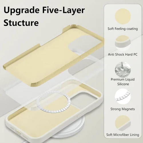 Vista 177 de Funda magnética de silicona para iPhone 13 Pro, color blanco antiguo [Compatible con Magsafe] [Forro de microfibra suave antiarañazos], funda