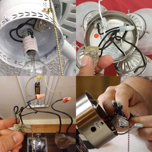 Vista 3 de Interruptor de luz de ventilador de techo ZE-109, interruptor de cadena de encendido y apagado compatible con la mayoría de las luces de ventilador