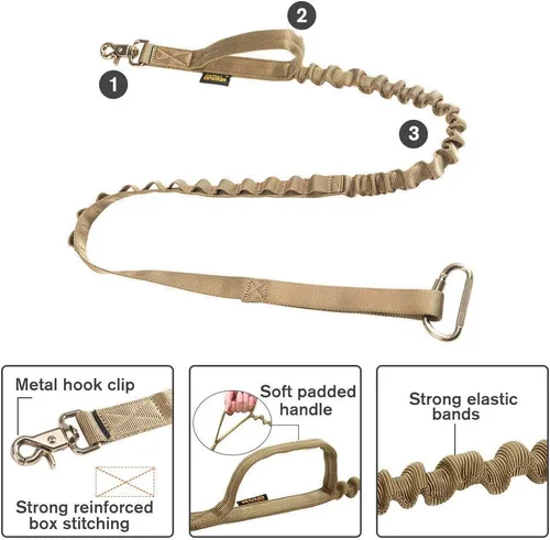 Vista 8 de Collar de perro de tamaño XS para cachorros, correa elástica ajustable de nailon para perro, correa táctica para perros con asa