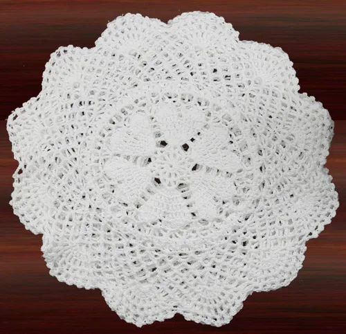 Vista 4 de Creative Linens Juego de 6 piezas redondas de encaje de ganchillo de algodón hechas a mano de 10 pulgadas con corazones beige, juego de 6 piezas