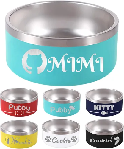 Vista 12 de Custom Dog Bowl Personalized Dog Bowls with Name Stainless Steel Non-Slip Negro