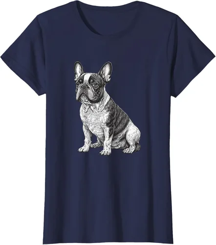 Vista 23 de Divertida camiseta francesa Bulldog francés en blanco y negro, Negro