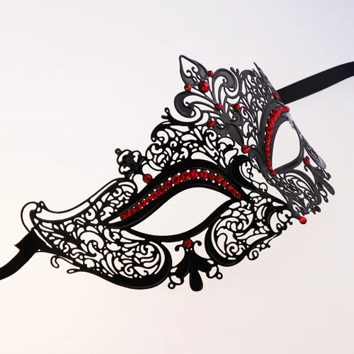 Vista 8 de Máscaras de máscaras para parejas, máscara de Mardi Gras, máscara de fiesta veneciana, máscara de disfraces de Halloween, máscara de metal, paquete