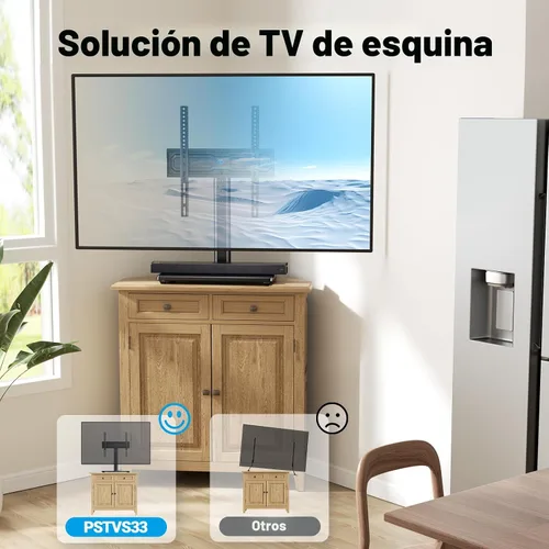 Vista 6 de PERLESMITH Soporte giratorio universal para TV de 24 a 60 pulgadas de hasta 99 libras, soporte de TV de mesa ajustable de 12 alturas, soporte