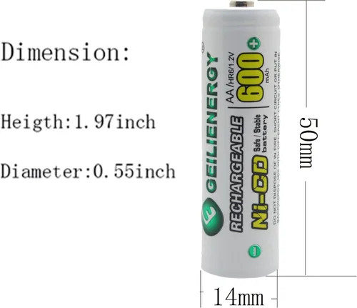 Vista 2 de Baterías de luz solar NiCd AA 600mAh 1.2V baterías recargables para lámpara solar luz jardín (paquete de 8)