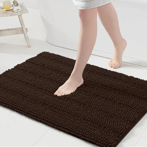 Vista 148 de Grandaily Alfombras de baño de felpilla a rayas de 24 x 16 pulgadas, extra gruesas y suaves, absorbentes, parte trasera de goma, alfombra de ducha