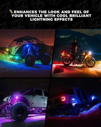 Vista 7 de Xprite 4 Vainas Luces LED RGB Rock, Aluminio Ángulo Amplio 220° con Control Remoto APP/RF Efecto de Secuencia, Sincronización de Música y Señales