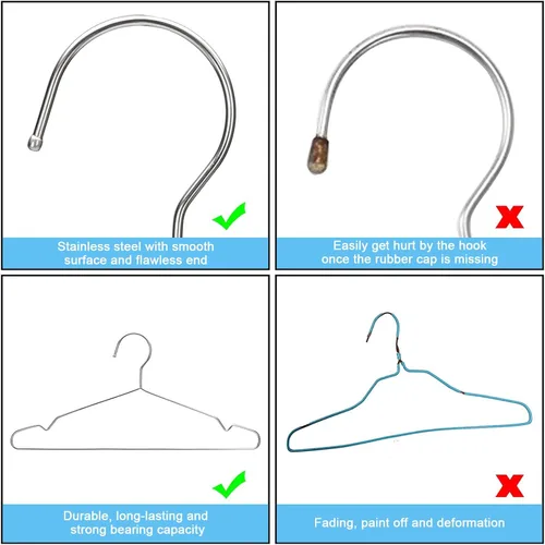 Vista 8 de Seropy Perchas de alambre de acero inoxidable resistentes con ranuras antideslizantes, perchas de metal ultrafinas de 16.5 pulgadas para ahorrar