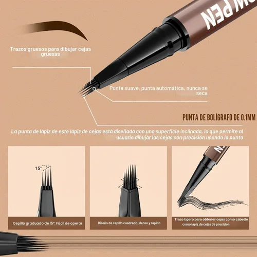Vista 3 de Lápiz para cejas iMethod - Lápiz de cejas, lápiz delineador 2 en 1 de doble punta con cepillo microblading 4d para cejas para mujeres, lápiz