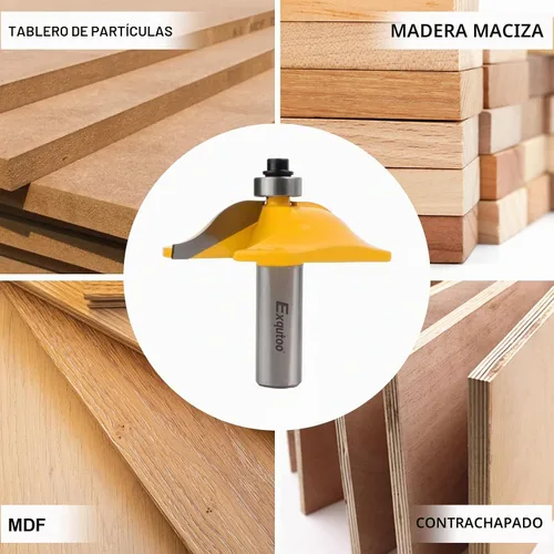 Vista 5 de Exqutoo 1 pieza Broca de enrutador de 1/2" de vástago y 2-1/2" de diámetro para puertas de armario estilo cimacio, herramientas de carpintería