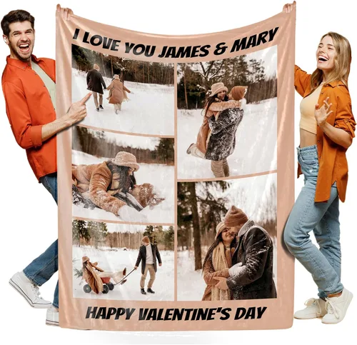 Vista 10 de Manta personalizada con foto, manta de collage personalizada con tu propia imagen, fabricada en Estados Unidos, regalo para ella, él, mujeres