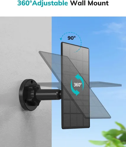 Vista 5 de ZUMIMALL Panel solar de 3 W para cámara de exterior inalámbrica, X2/X1/F5, panel solar impermeable IP66 con cable de carga tipo C de 10 pies, fuente