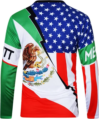Vista 3 de Camiseta de ciclismo de montaña para hombre, manga larga, MTB Off-Road México, camisetas de descenso y motocross