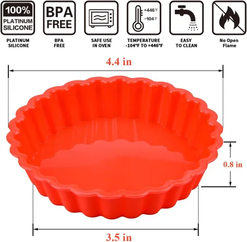 Vista 4 de FUNBAKY Molde de silicona para quiche, mini molde antiadherente redondo de silicona para tartas y tartas, 10 paquetes
