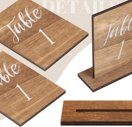 Vista 3 de Chunful 20 piezas de mesa de madera números 1-20 con soportes