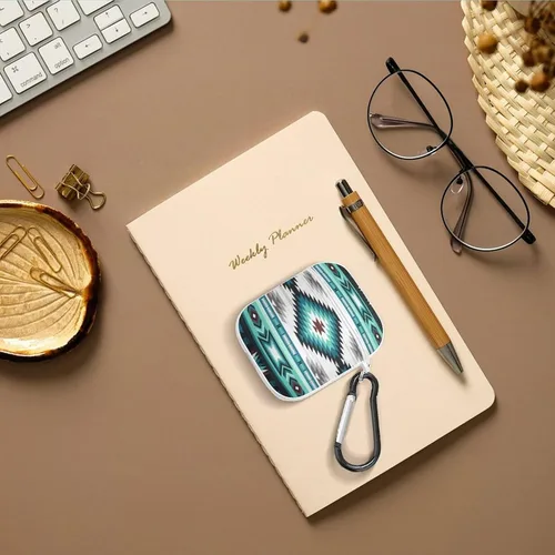 Vista 7 de Funda compatible con Airpods, color verde azulado, turquesa, tribal, navajo, azteca, patrón étnico, para mujeres y hombres, a prueba de golpes