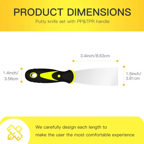 Vista 2 de DEKEones Raspadores de masilla, cuchillo de espátula de 1.5 pulgadas, herramienta raspadora de metal para acabado de paneles de yeso, raspado