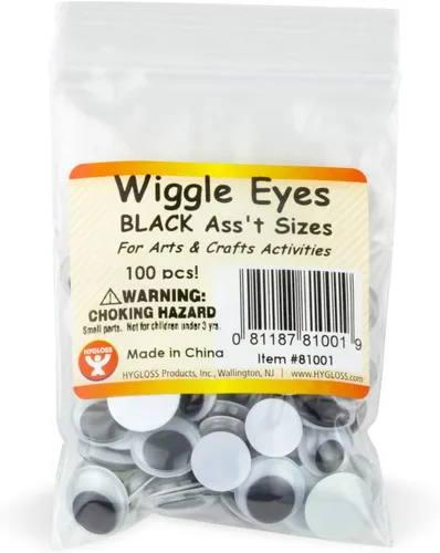 Vista 12 de Hygloss Productos Ojos Googly Eyeball de plástico - Ideal para artes y manualidades - No adhesivo - Pegar - Negro - Tamaño 0.394 in - Paquete