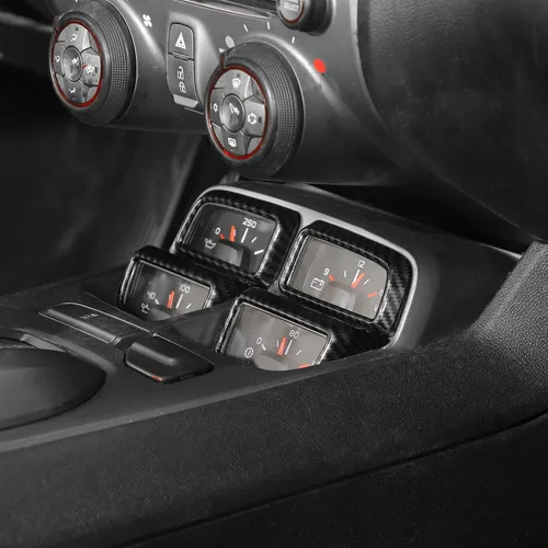 Vista 6 de Marco de tablero de consola central de fibra de carbono Bisel 4 piezas para Chevrolet Chevy Camaro 2010-2015