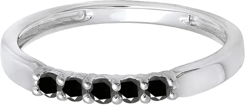 Vista 125 de Dazzlingrock Collection Anillo de boda redondo de 5 piedras preciosas o diamantes para mujer en oro macizo de 10 K/14 K/18 K