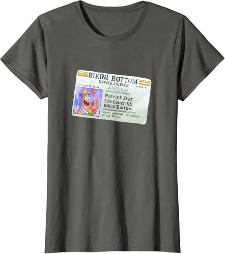 Vista 8 de SpongeBob SquarePants Camiseta con logotipo de Patrick Star Driver License King, Negro
