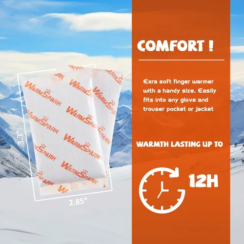 Vista 5 de Calentadores de Manos Desechables de Un Solo Uso Activados por Aire para Manos, Dedos de los Pies y Cuerpo - Hasta 12 Horas de Calor - WarmSpark