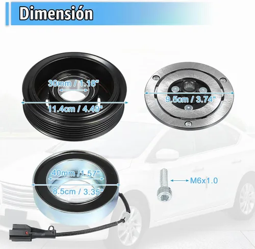 Vista 3 de uxcell Juego de embrague de compresor de CA Reemplazar para Subaru Impreza 2012-2016 A/C Embrague Conjunto de reparación