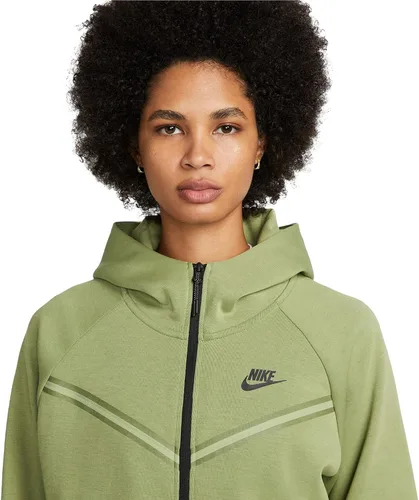 Vista 4 de Nike Sportswear Tech - Sudadera con capucha y cremallera completa para mujer, Verde
