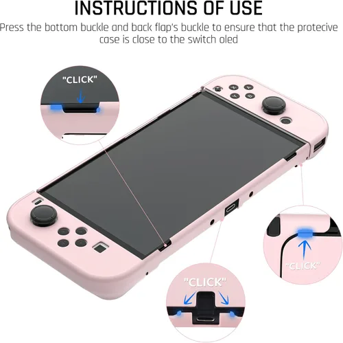 Vista 6 de FANPL Funda tipo abatible compatible con el modelo OLED de Nintendo Switch, cubierta rígida de PC para Switch OLED y controlador Joy Con, funda