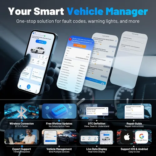 Vista 9 de XTOOL Advancer AD20 Pro Escáner Inalámbrico OBD2 Herramienta de Diagnóstico, Lector de Códigos de Automóvil para iPhone y Android, Herramienta