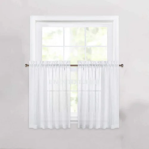 Vista 16 de Cozynight Cortinas de Niveles Transparentes Gris Oscuro de 24 Pulgadas de Largo, Tratamiento de Cortinas para Ventanas Pequeñas