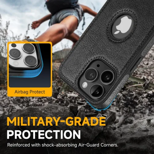 Vista 6 de Funda protectora de cuero de lujo con diseño único para iPhone 11 Pro Max, antideslizante, resistente a los arañazos, ultra delgada, funda Negro