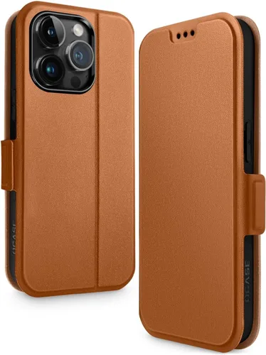 Vista 11 de OCASE Funda tipo cartera para iPhone 15, funda delgada de piel sintética, ranuras para tarjetas, bloqueo RFID, soporte de soporte, funda de teléfono