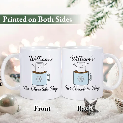 Vista 2 de COLBEAR Taza de café de Navidad con nombre personalizado, cerámica de 11 onzas, taza de cacao caliente personalizada, regalo para niños, apto