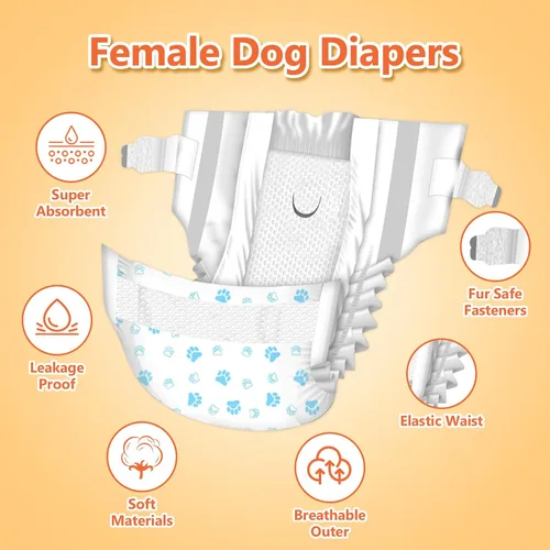 Vista 3 de Pet Soft, pañales desechables para mascotas, perros, cachorros, 12 unidades, 72 pañales, XXS- XL