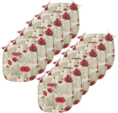 Vista 17 de Ambesonne Cojín de asiento para silla de flores, detalles florales con hojas y remolinos, estampado artístico romántico y vívido y vibrante