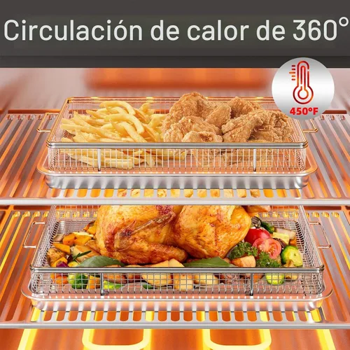 Vista 4 de OPENICE Air Fryer Basket for Oven with Magnetic Cheat Sheet, Set of 2