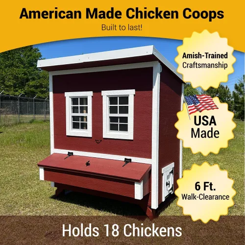 Vista 2 de OverEZ - Gallinero para hasta 18 pollos, caja anidable, gran pajarera, aves de corral y gallinero hecho de madera, fabricado en Estados Unidos