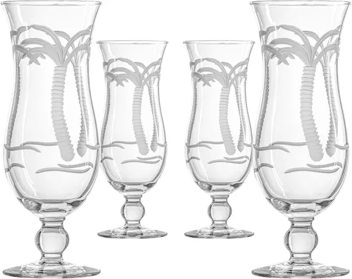 Vista 15 de Rolf Glass Copa de vino con globo de palmera, copas de vino tinto de 18 onzas, sin plomo, cristal grabado con rueda de diamante, diseño de palmera